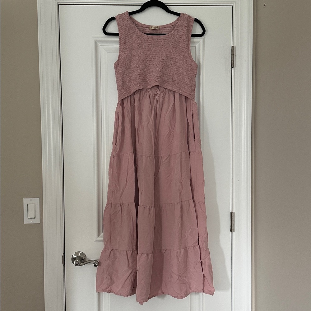 Pink nursing Sleeveless Maxi Dress